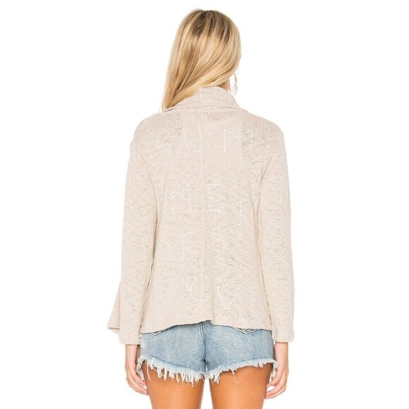 Anthropologie Sundry Cardigan XS Beige Summer of Love Embroidery Beach - Picture 2 of 12
